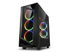 Sharkoon Számítógépház - REV 200 RGB (fekete ATX,mATX alsó táp 5x120mm v. 2xUSB3.0 2xUSB2.0 I/O)