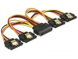 Delock 15 pin-es SATA kábel bemeneti  15 pin-es SATA tápcsatlakozó kimeneti 4 x egyenes 15 cm (60156)