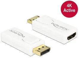 Delock Adapter Displayport 1.2-dugós csatlakozó  HDMI-csatlakozóhüvely 4K aktív, fehér (65580)