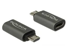 Delock Adapter USB 2.0 Micro-B apa - USB Type-C 2.0 anya adapter antracit (65927)