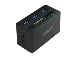 LogiLink USB 3.0 hub, minden az egyben kártyaolvasóval, fekete (CR0042)