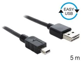 Delock EASY-USB 2.0 -A apa  USB 2.0 mini apa kábel, 5 m (83365)