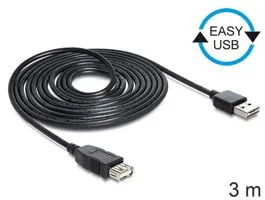 Delock EASY-USB 2.0 -A apa  USB 2.0-A anya hosszabbító kábel, 3 m (83372)