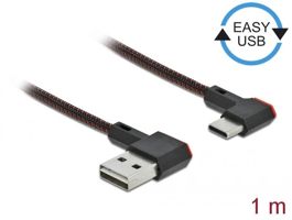 Delock EASY-USB 2.0 kábel A-típusú csatlakozódugó - USB Type-C  csatlakozódugó, ívelt bal / jobb, 1 (85281)