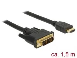 Delock Kábel DVI 18+1 csatlakozódugóval  HDMI-A csatlakozódugóval, 1,5 m, fekete (85583)