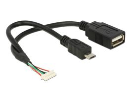 Delock kábel USB 2.0 tűs fejléc 1,25 mm 8 tűs anyaUSB 2.0 Type-A anya + USB 2.0 Type Micro-B csatl. (84835)