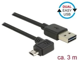 Delock Kábel, EASY-USB 2.0-s A-típusú csatlakozódugó  EASY-USB 2.0-s Micro-B típusú csatlakozódugó, (83854)