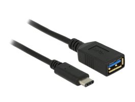 Delock nagy sebességű adapter USB (USB 3.1, Gen 1) USB C típus apa  USB A típus anya 15 cm fekete (65634)