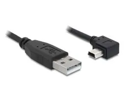 Delock USB 2.0-A apa - USB mini-B 5 tűs  könyök apa átalakító kábel, 1m (82681)