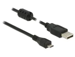 Delock USB 2.0-s kábel A-típusú csatlakozódugóval  USB 2.0 Micro-B csatlakozódugóval, 1,5 m, fekete (84902)