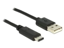 Delock USB 2.0-s kábel A-típusú csatlakozódugóval  USB C típus 2.0 csatlakozódugóval, 0,5 m, fekete (83326)