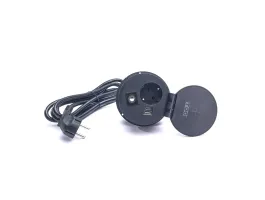 TOO GPS-105-1B IP20 1x 2P+F USB-A Type-C Qi- töltés kábelkivezetéssel fekete asztalba süllyesztheto elosztó