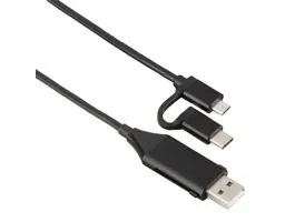 Hama 4 az 1-ben (USB, USB Type-C, micro USB + OTG) 1m fekete adatkábel