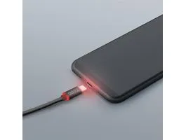 Delight LED fénnyel iPhone Lightning 1m fekete adatkábel