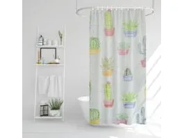 EGYEB Zuhanyfüggöny - kaktusz mintás - 180 x 180 cm