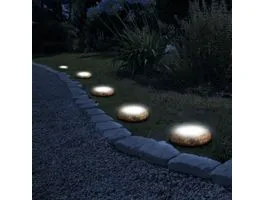 GARDENOFEDEN LED-es leszúrható szolár lámpa - köves - melegfehér - 12 x 12 x 2,5 (+11) cm
