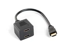 Lanberg HDMI-A apa - HDMI-A anya 2x elosztó adapter, 20 cm (AD-0019-BK)