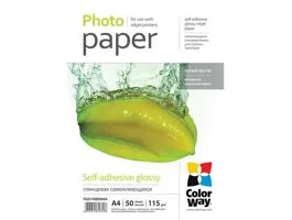 COLORWAY Fotópapír, fényes öntapadó (glossy self-adhesive), 115 - 80g/m2, A4, 50 lap