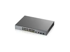 ZYXEL Switch 16x1000Mbps (16xPOE) + 2xGigabit kombó SFP Menedzselhető Rackes, GS1350-18HP-EU0101F