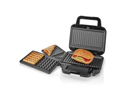 NEDIS Több grillező Grill / Sandwich / Waffle 700 W 22 x 12.5 cm Automatikus hőmérséklet-szabályozással Műanyag / Rozsda