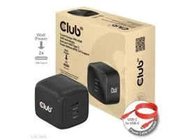 ADA Club3D PPS 45W GAN technology, Dual port USB Type-C, Power Delivery(PD) 3.0 Support - Hálózati töltő