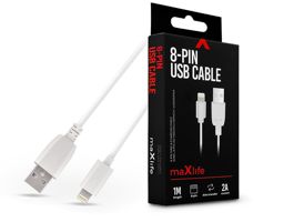 Maxlife USB - Lightning adat- és töltőkábel 1 m-es vezetékkel - Maxlife 8-PIN  USB Cable - 5V/2A - fehér