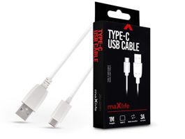 Maxlife USB - USB Type-C adat- és töltőkábel 1 m-es vezetékkel - Maxlife USB  Type-C Cable - 5V/3A - fehér