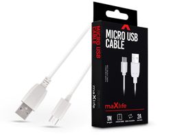 Maxlife USB - micro USB adat- és töltőkábel 1 m-es vezetékkel - Maxlife Micro  USB Cable - 5V/2A - fehér
