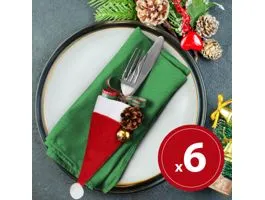 FAMILY Karácsonyi evőeszköz dekor - mikulássapka - 17 cm - 3 féle - 6 db / csomag