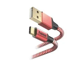 HAMA USB-A - Type-C adat- és töltőkábel 1,5 m-es vezetékkel - HAMA Reflective  USB-A - USB-C Cable - piros
