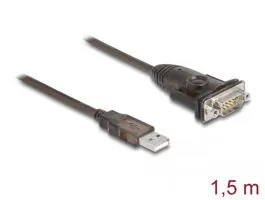 Delock Adapter A-típusú USB 2.0 - 1 x soros RS-232 D-Sub 9 tűs apa anyacsavarokkal 1,5 m (62645)