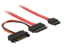 Delock Slim SATA kábel Vékony SATA anya  SATA 7 tűs + SATA 15 tűs 5 V 30 cm (84800)