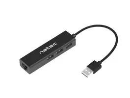 Natec Dragonfly USB 2.0-ról 3 USB+RJ45 hub, fekete (NHU-1413)
