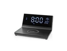 NEDIS Alarm clock wireless charger Qi szabványú 5 / 7.5 / 10 / 15 W USB-A Dugasz 2 Riasztási Idők Szundi funkció (WCACQ2