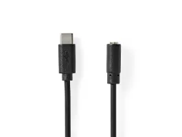 NEDIS USB-C Adapter USB 2.0 USB-C Dugasz 3.5 mm Aljzat 1.00 m Kerek Nikkelezett PVC Fekete Doboz (CCGB65960BK10)