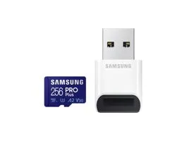 SAMSUNG Memóriakártya PRO Plus + Reader microSDXC 256GB, CLASS 10, UHS-I, U3, V30, A2, R160/W120