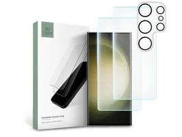 Samsung SM-S918 Galaxy S23 Ultra edzett üveg képernyővédő fólia + hátsó     kameravédő borító szett - Tech-Protect Supre