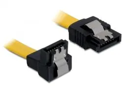DeLock Cable SATA 6 Gb/s male straight  SATA male downwards angled 10 cm Yellow metal