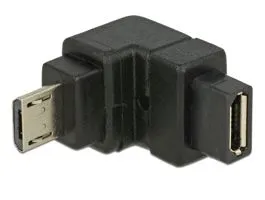 Delock Adapter USB 2.0 Micro-B apa  USB 2.0 Micro-B anya elforgatott végű, fekete (65668)