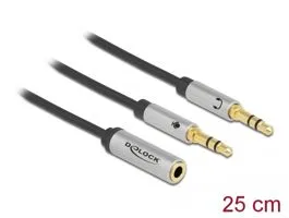 Delock Headset adapter 1 x 3,5 mm-es 4-tűs anya sztereo jack - 2 x 3,5 mm-es, 3-tűs apa sztereo jack (66740)