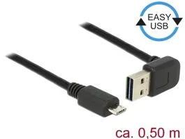 Delock Kábel EASY-USB 2.0-s A típusú csatlakozódugó, ívelt felfelé / lefelé  USB 2.0-s Micro-B-típu (85203)