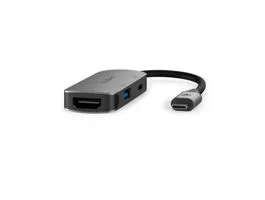 NEDIS USB Többportos Adapter USB 3.2 Gen 1 USB-C Dugasz HDMI Kimenet / USB-A Aljzat / USB-C Aljzat 0.10 m Kerek Nikkelez