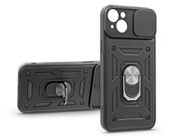 Apple iPhone 14 Plus ütésálló hátlap gyűrűvel és kameravédővel - Slide Armor - fekete