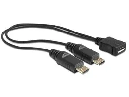 DeLock Cable USB micro B female  2xUSB micro-B male 20cm Black
