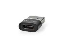 NEDIS USB-A Adapter USB 2.0 USB-A Dugasz USB-C Aljzat 480 Mbps Kerek Nikkelezett Fekete Doboz (CCGB60920BK)