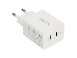 AVAX CH900W PRIME 47W GaN gyors hálózati töltő 2x Type C (PD), fehér