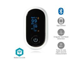 NEDIS SmartLife Pulzoksziméter Bluetooth OLED Kijelző Auditív riasztás / Mozgásgátló interferencia / Nagy pontosságú érz
