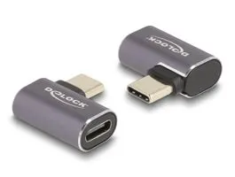 Delock USB Adapter 40 Gbps USB Type-C  PD 3.0 100 W csatlakozódugóval - csatlakozóhüvellyel, ívelt bal / jobb 8K 60 Hz f