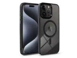 Apple iPhone 15 Pro Max szilikon hátlap - Edge Mag Cover - fekete/átlátszó