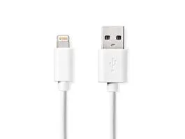 NEDIS Lightning Kábel USB 2.0 Apple Lightning, 8 Pólusú USB-A Dugasz 480 Mbps Nikkelezett 2.00 m Kerek PVC Fehér Label (